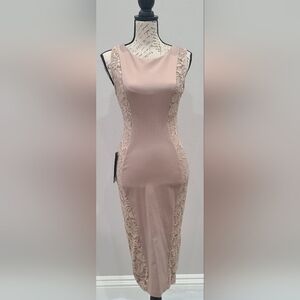 Bebe Lace Detail Dress in Cream